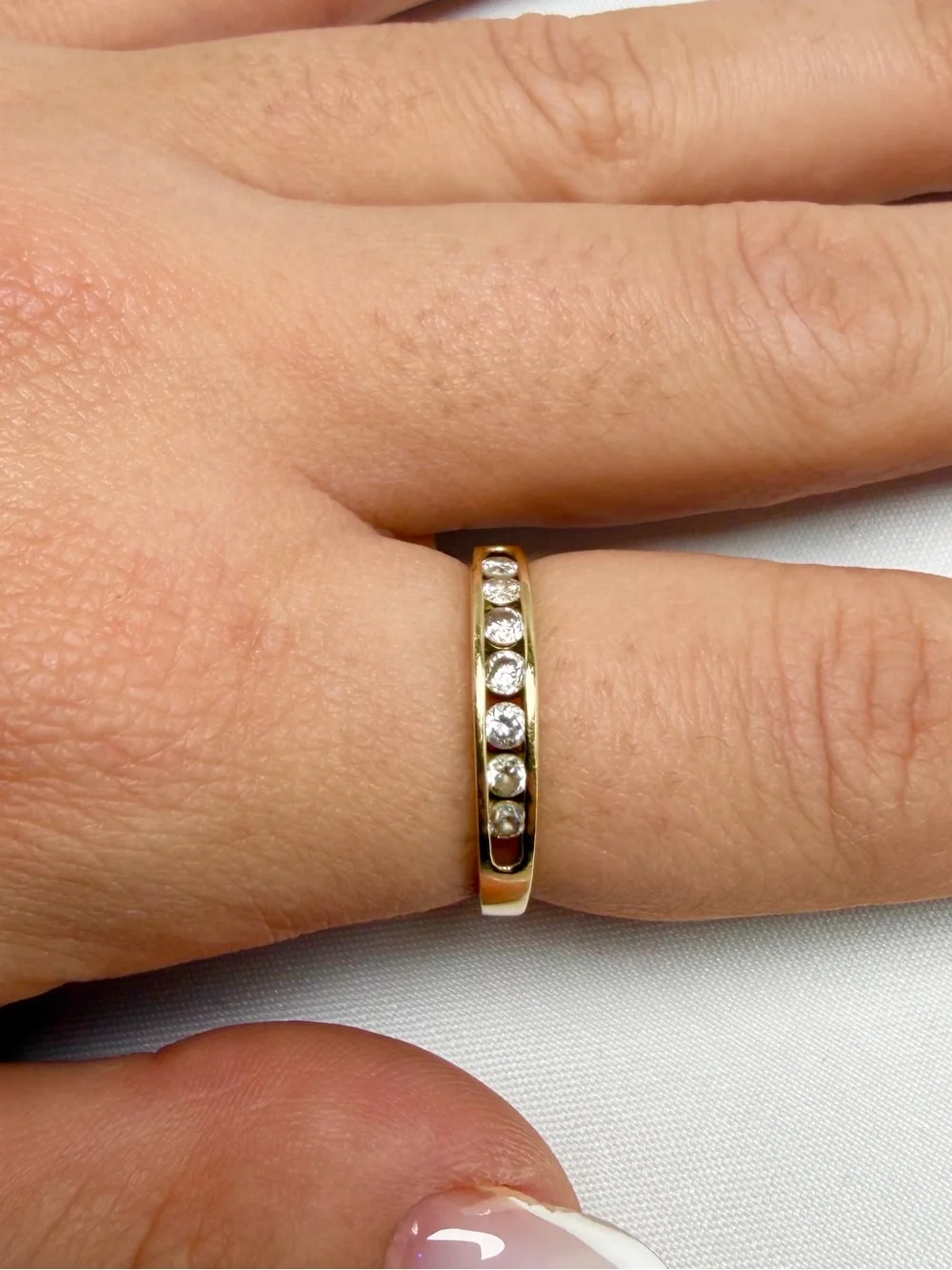 Diamond Wedding Band Size 7 Solid 14k Yellow Gold Channel Set Graduated